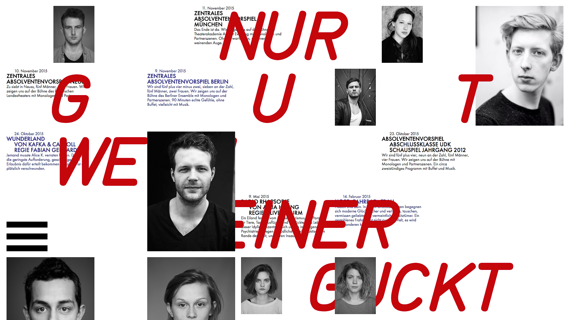 Website Design der Absolventenübersicht der Abschlussklasse Universitaet der Kuenste Berlin